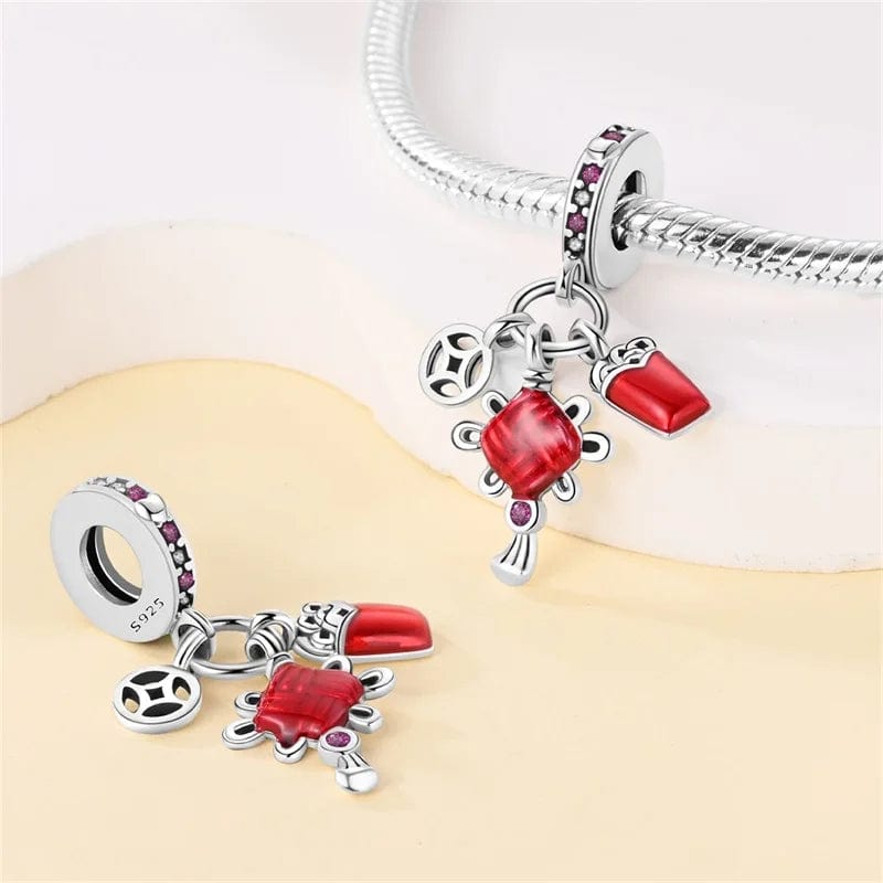 Liora Atelier Red Chinese Knot Triple Dangle Charm