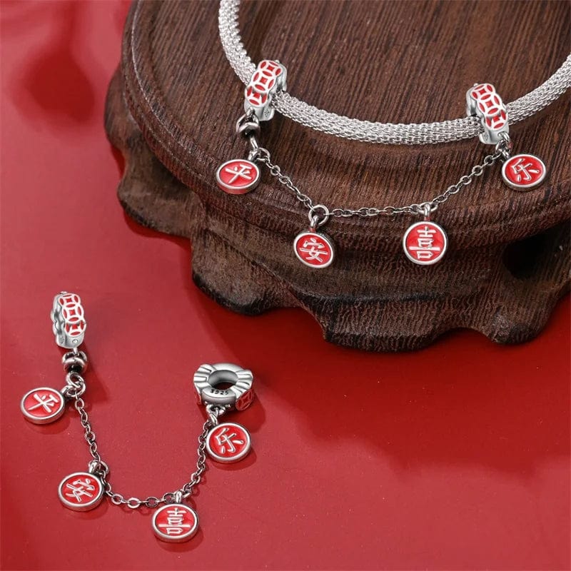 Liora Atelier Red Chinese Symbols Blessing Safety Chain