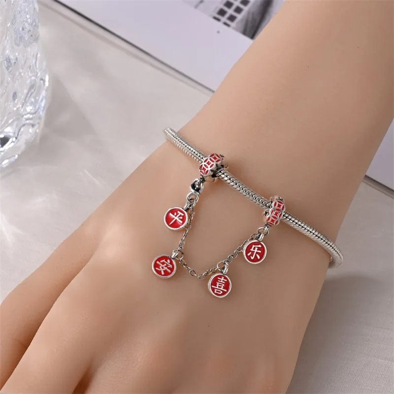 Liora Atelier Red Chinese Symbols Blessing Safety Chain