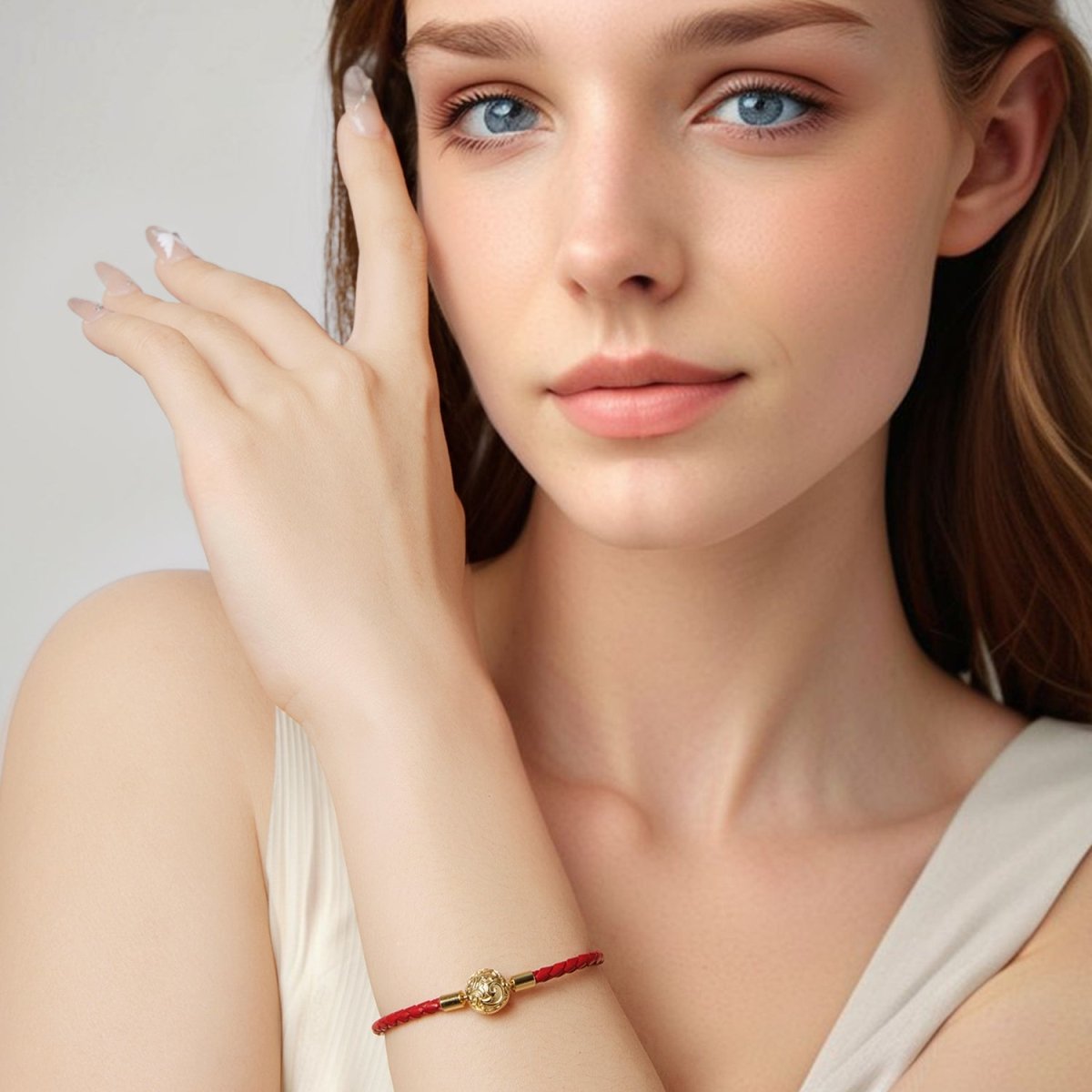 Liora Atelier Red Swirl Clasp Leather Charm Bracelet