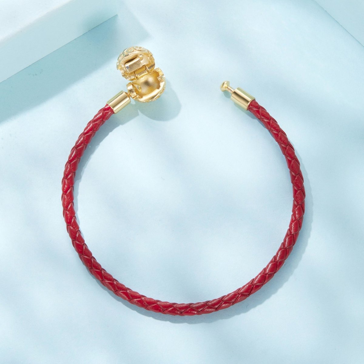 Liora Atelier Red Swirl Clasp Leather Charm Bracelet