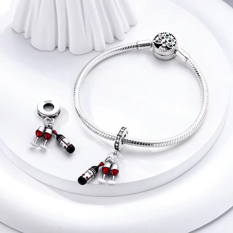 Liora Atelier Red Wine & Glasses Dangle Charm