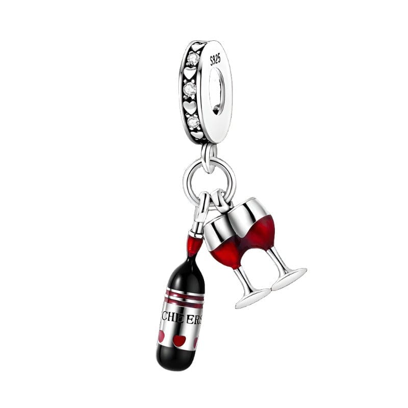 Liora Atelier Red Wine & Glasses Dangle Charm