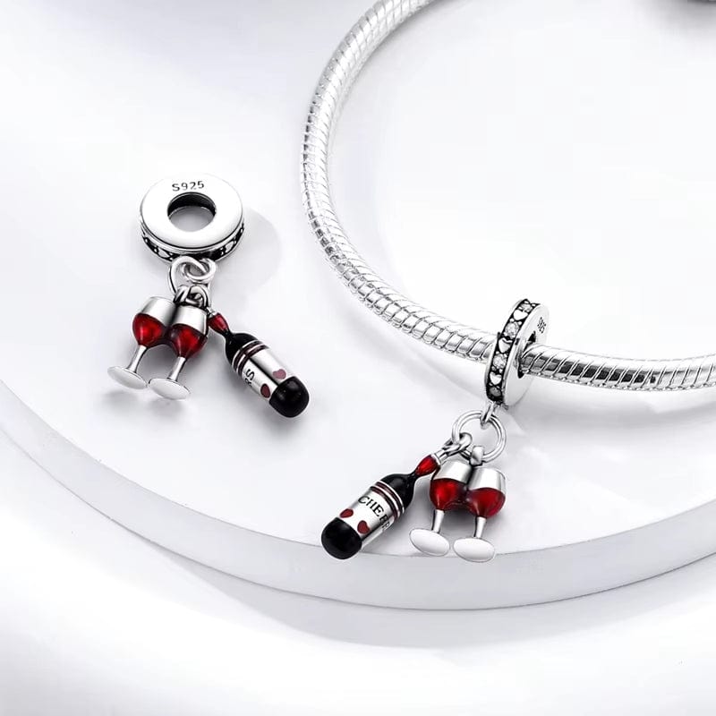 Liora Atelier Red Wine & Glasses Dangle Charm