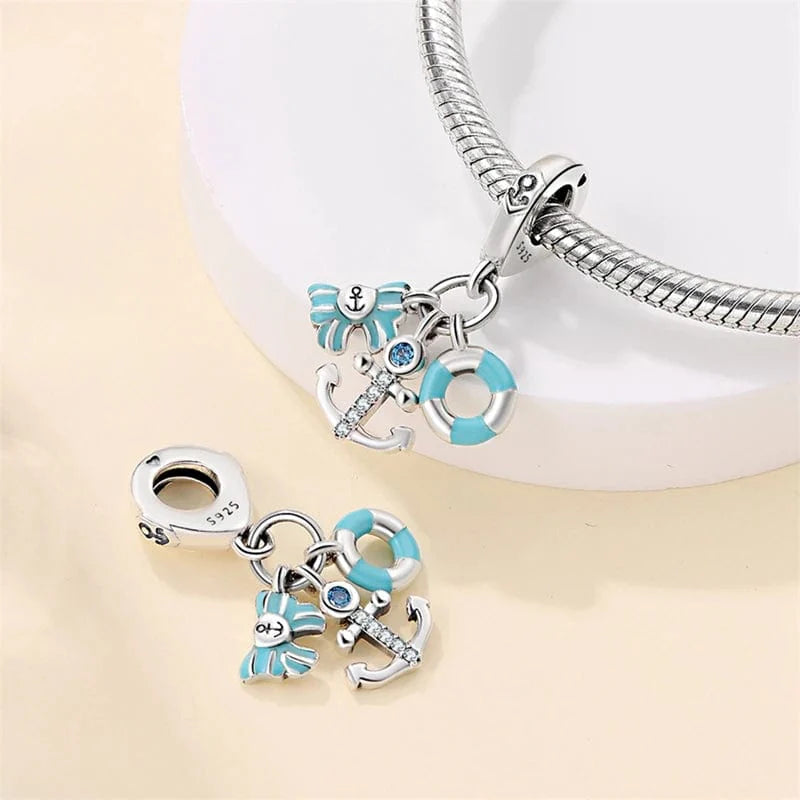 Liora Atelier Ribbon, Anchor & Life Belt Triple Dangle Charm