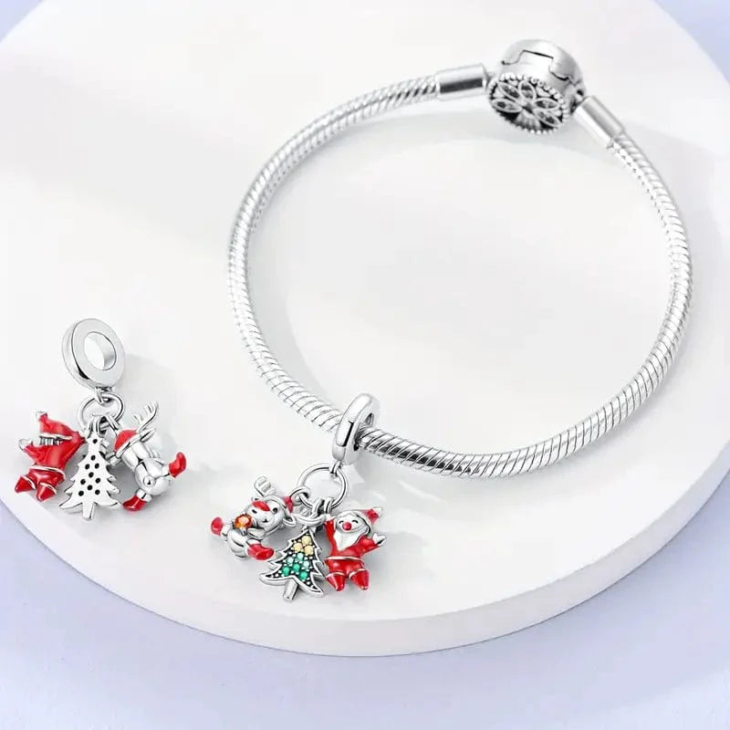 Liora Atelier Santa, Reindeer & Christmas Tree Triple Dangle Charm
