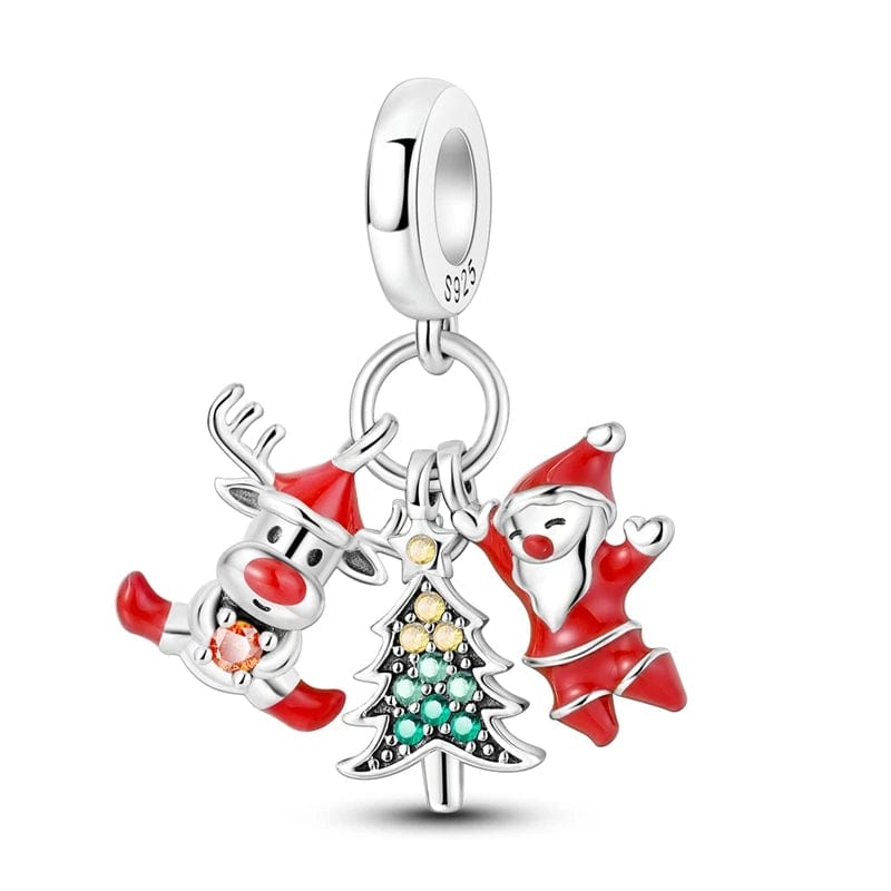 Liora Atelier Santa, Reindeer & Christmas Tree Triple Dangle Charm