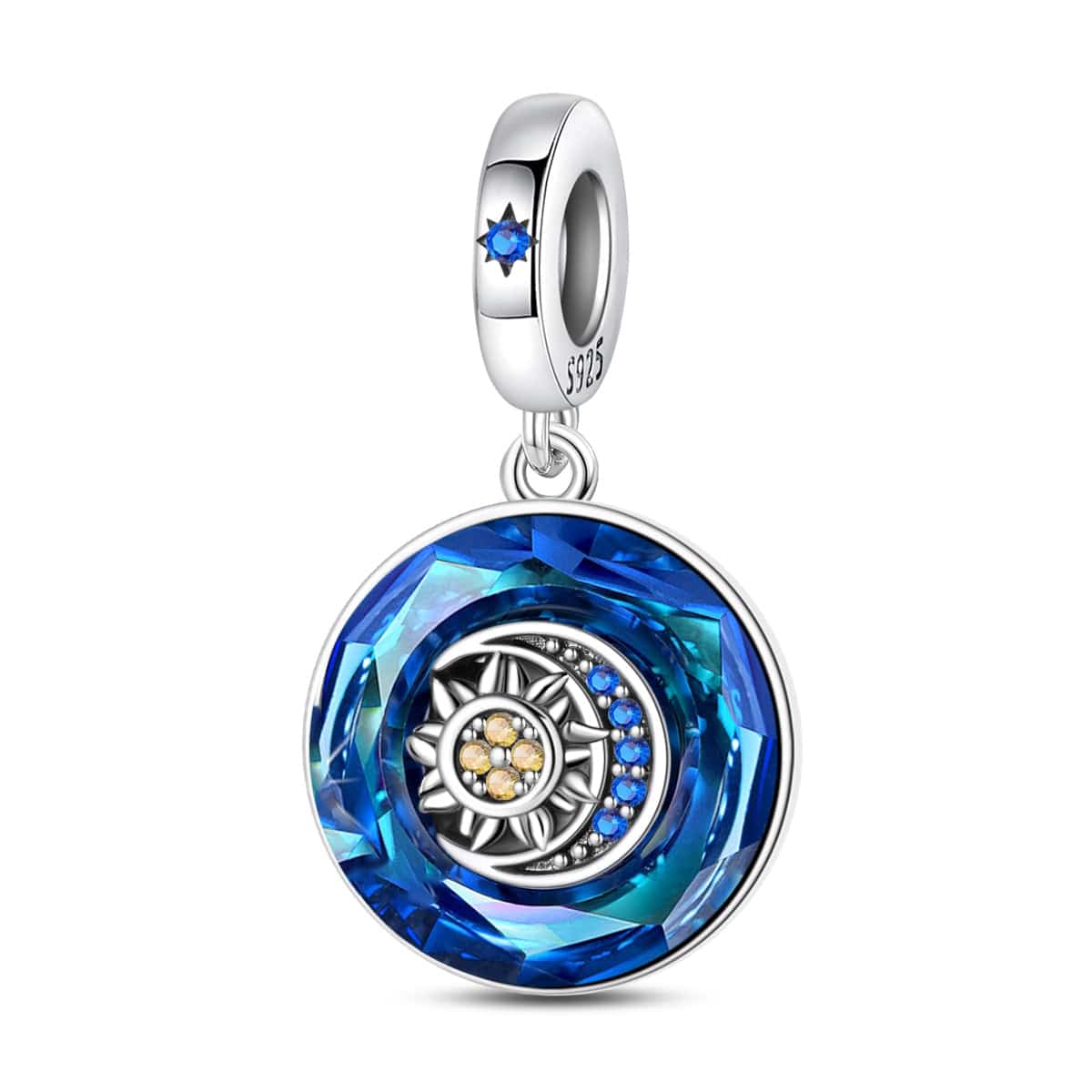 Liora Atelier Sapphire Blue Crystal Charm with Sun & Moon Accent