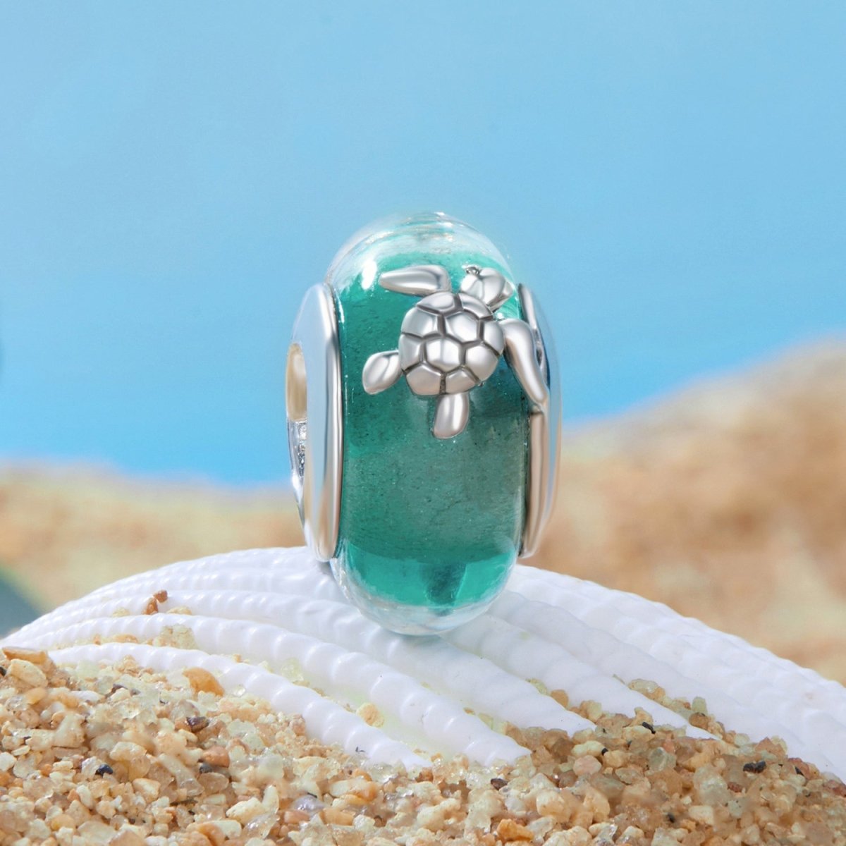 Liora Atelier Sea Turtle with Ocean Wave Murano Charm
