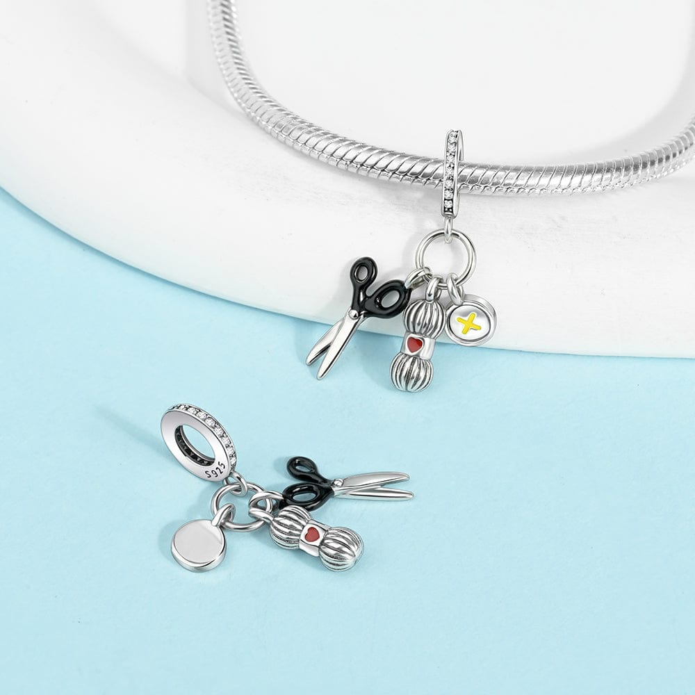 Liora Atelier Sewing Lover's Charm with Scissor and Spool of Thread