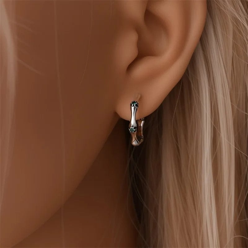 Liora Atelier Silver Bamboo Hoop Earrings