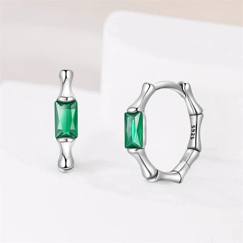 Liora Atelier Silver Green Gemstone Hoop Earrings