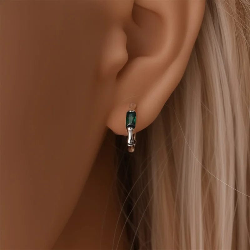 Liora Atelier Silver Green Gemstone Hoop Earrings