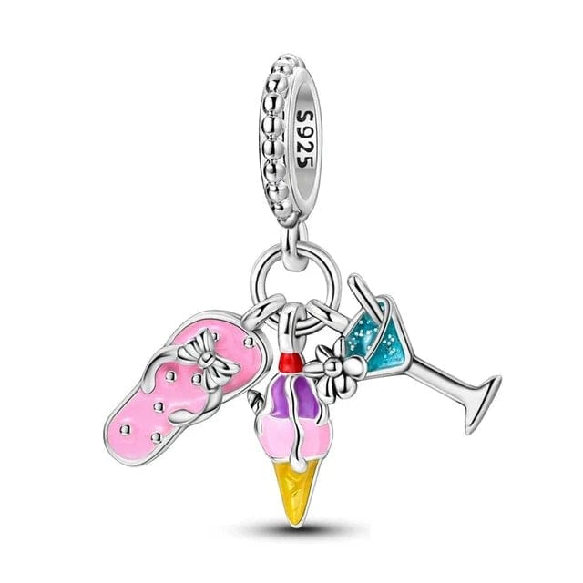 Liora Atelier Slipper, Ice cream & Cocktail Triple Dangle Charm