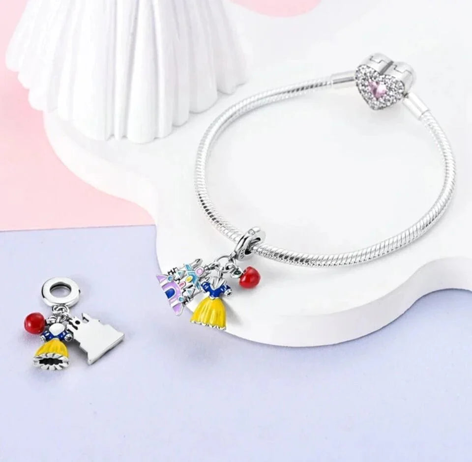 Liora Atelier Snow White Dress, Apple & Castle Triple Dangle Charm