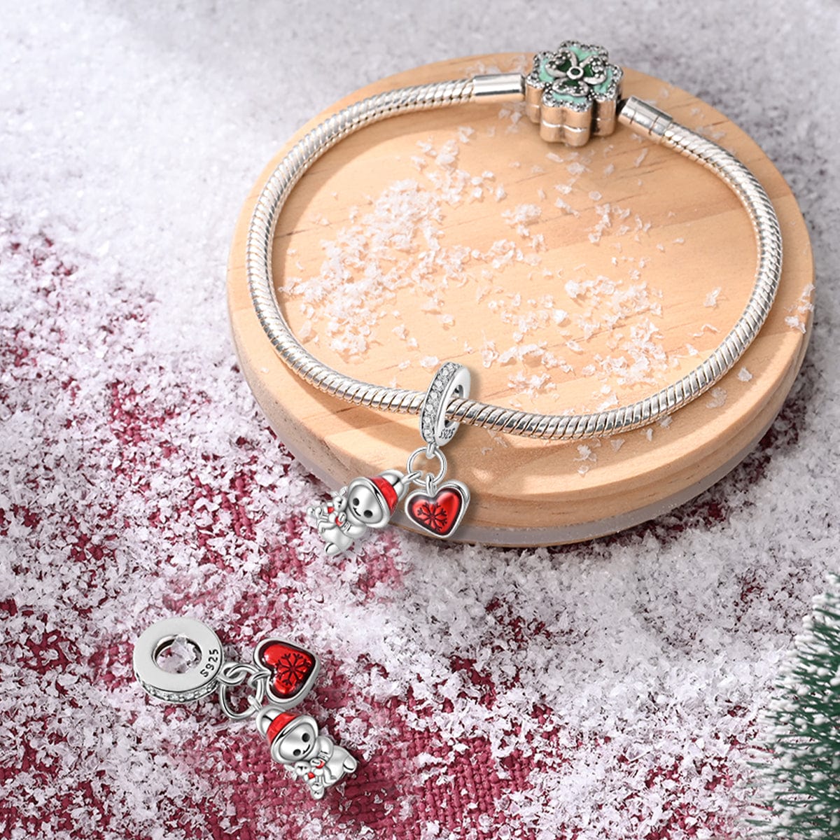 Liora Atelier Snowman & Heart Christmas Double Dangle Charm