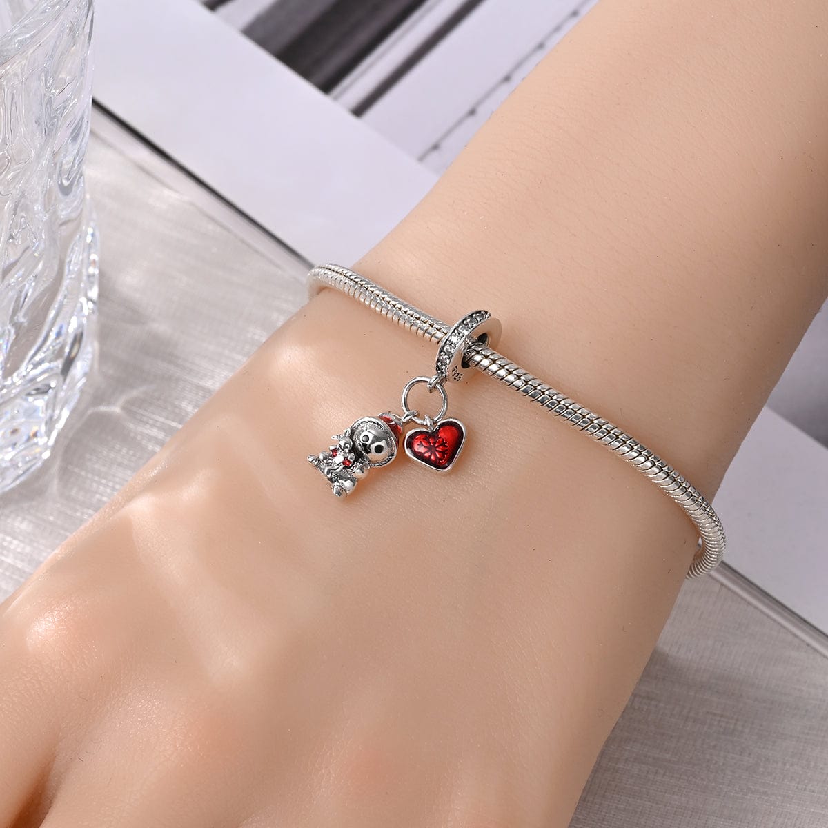 Liora Atelier Snowman & Heart Christmas Double Dangle Charm