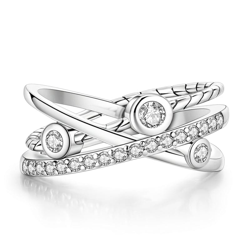 Liora Atelier Sparkling Halo Multi - Band Silver Ring