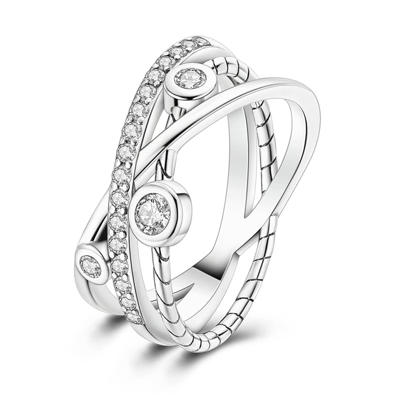 Liora Atelier Sparkling Halo Multi - Band Silver Ring