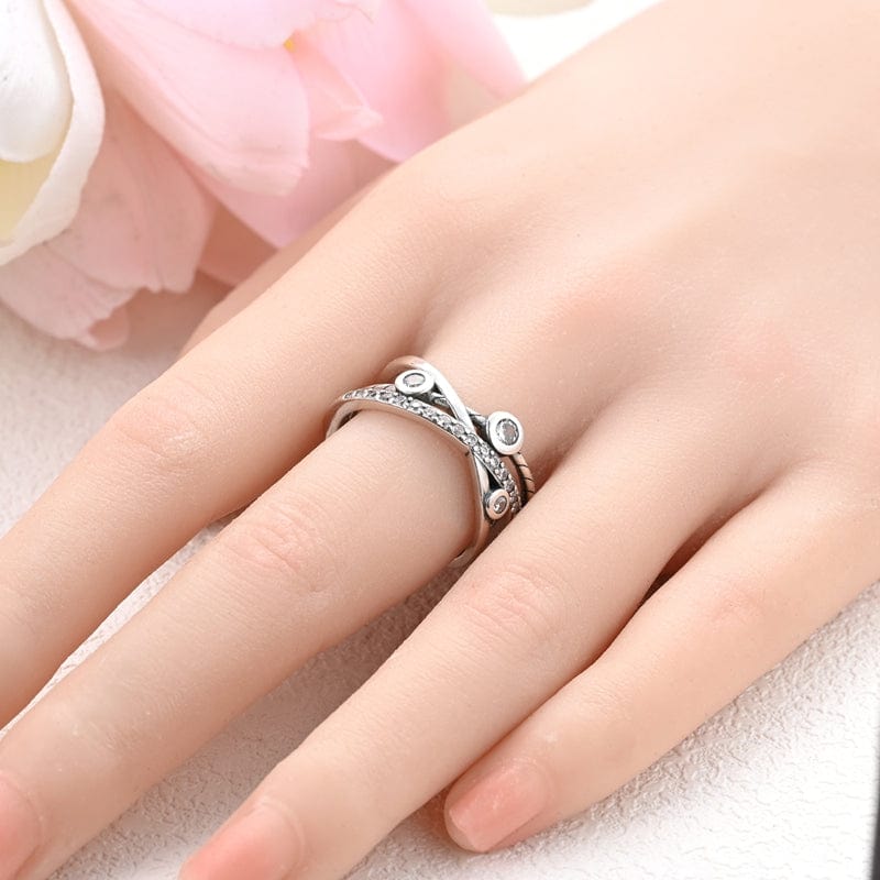 Liora Atelier Sparkling Halo Multi - Band Silver Ring