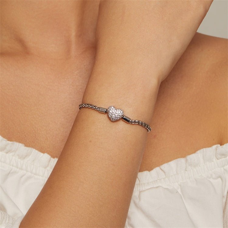 Liora Atelier Sparkling Heart Pavé Chain Bracelet
