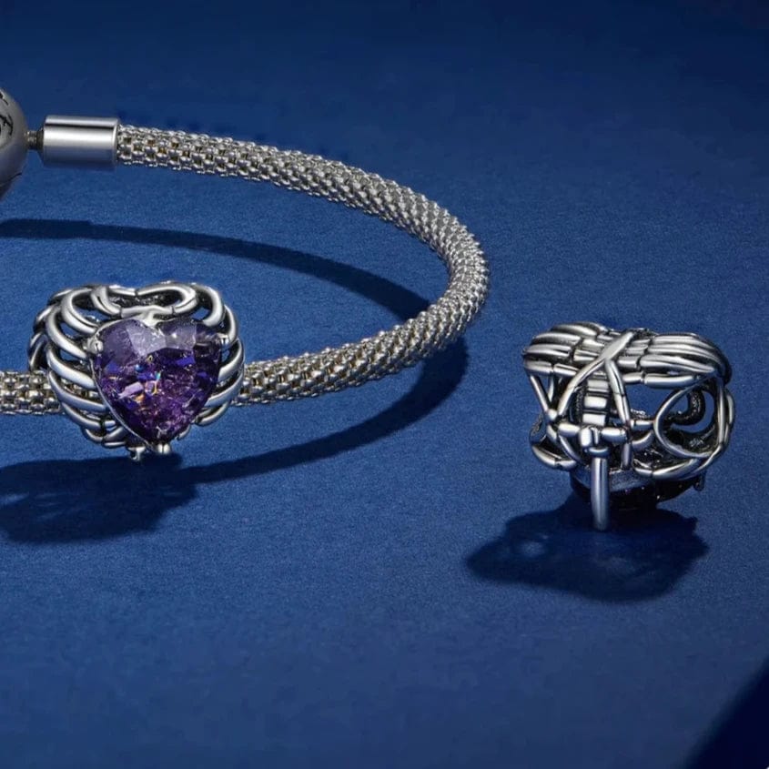 Liora Atelier Sparkling Purple Skull Heart Charm