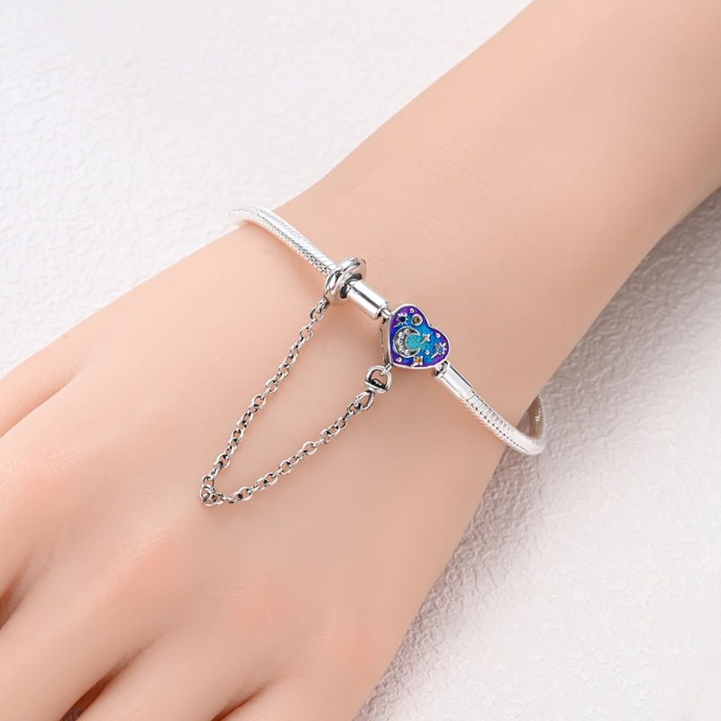 Liora Atelier Starry Night Heart Charm Bracelet with Safety Chain