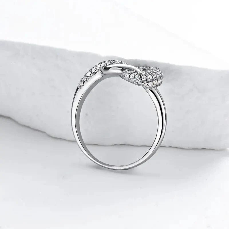 Liora Atelier Sterling Silver Infinity Knot Ring with Pavé Diamonds