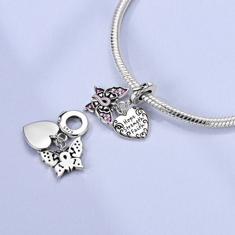 Liora Atelier Strength & Faith Butterfly & Heart Dangle Charm