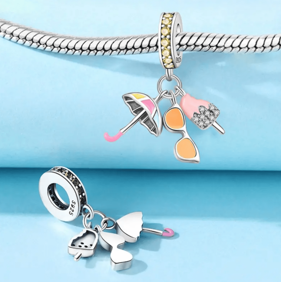 Liora Atelier Summer Essentials Umbrella, Sunglasses & Ice Cream Triple Dangle Charm