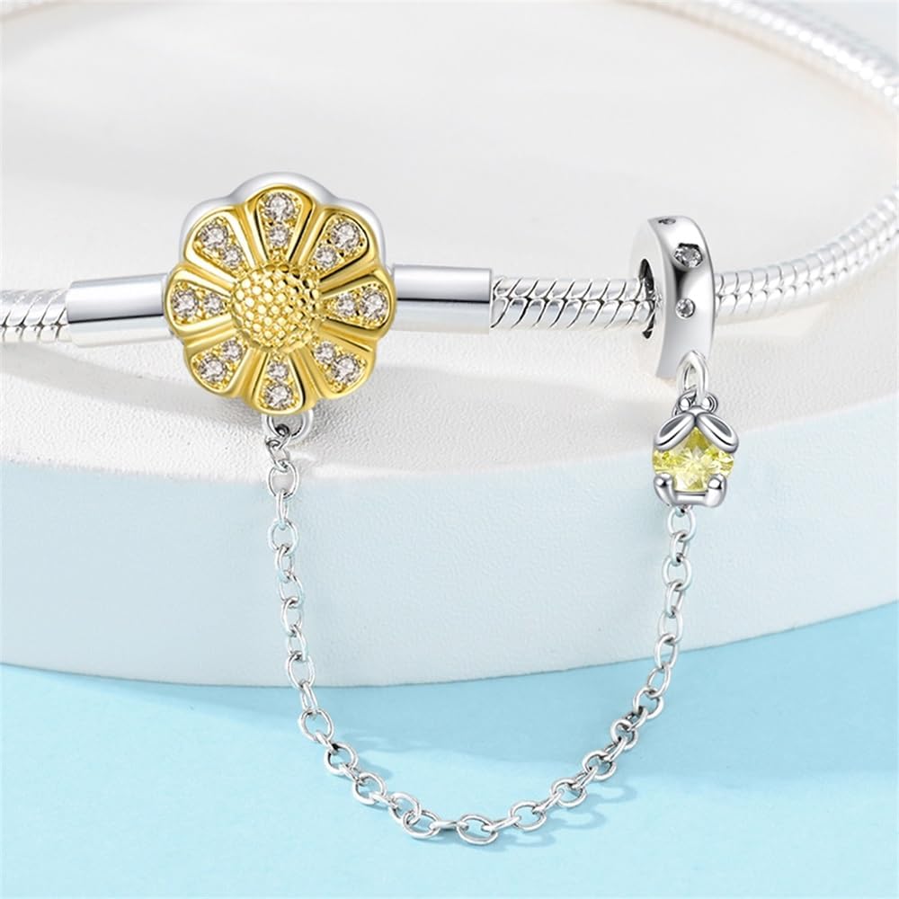 Liora Atelier Sunflower Charm Bracelet with Safety Chain and Dangle