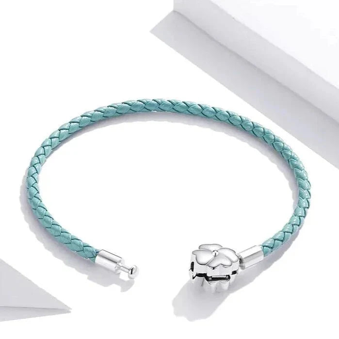 Liora Atelier Turquoise Lucky Clover Leather Charm Bracelet