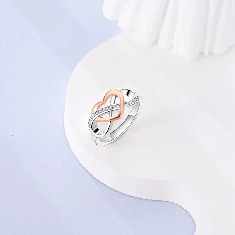 Liora Atelier Two - Tone Heart Knot S925 Sterling Silver Ring