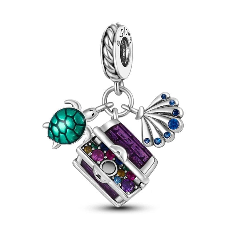 Liora Atelier Underwater Treasure Turtle Seashell Triple Dangle Charm
