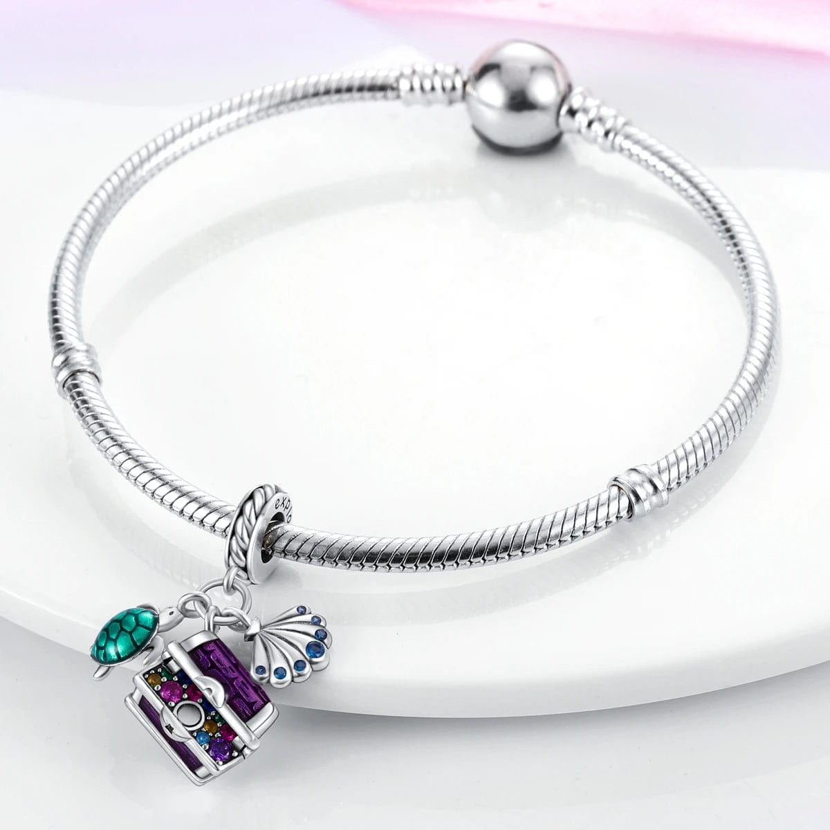 Liora Atelier Underwater Treasure Turtle Seashell Triple Dangle Charm
