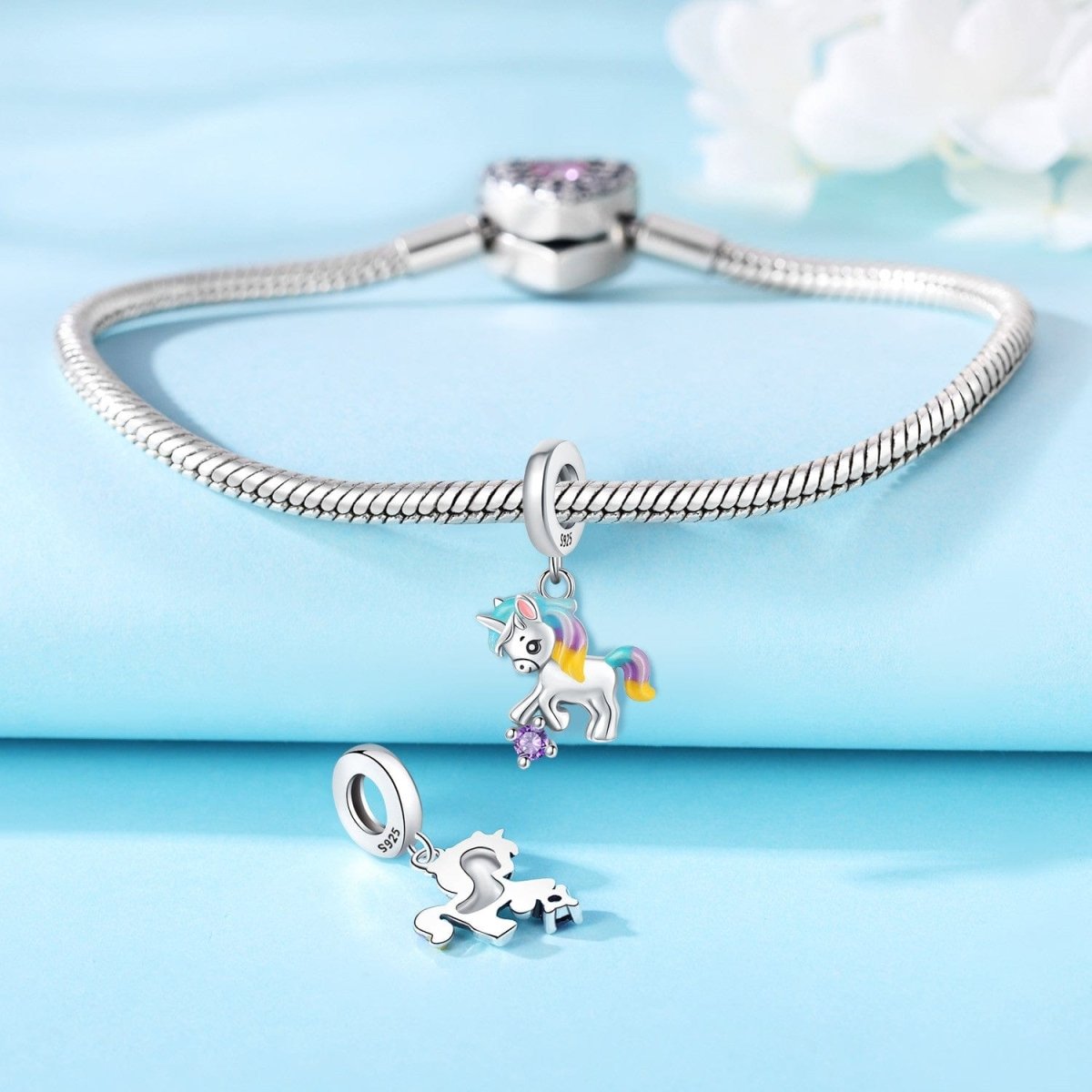 Liora Atelier Unicorn Charm with Pastel Mane and Sparkling Crystal Accent