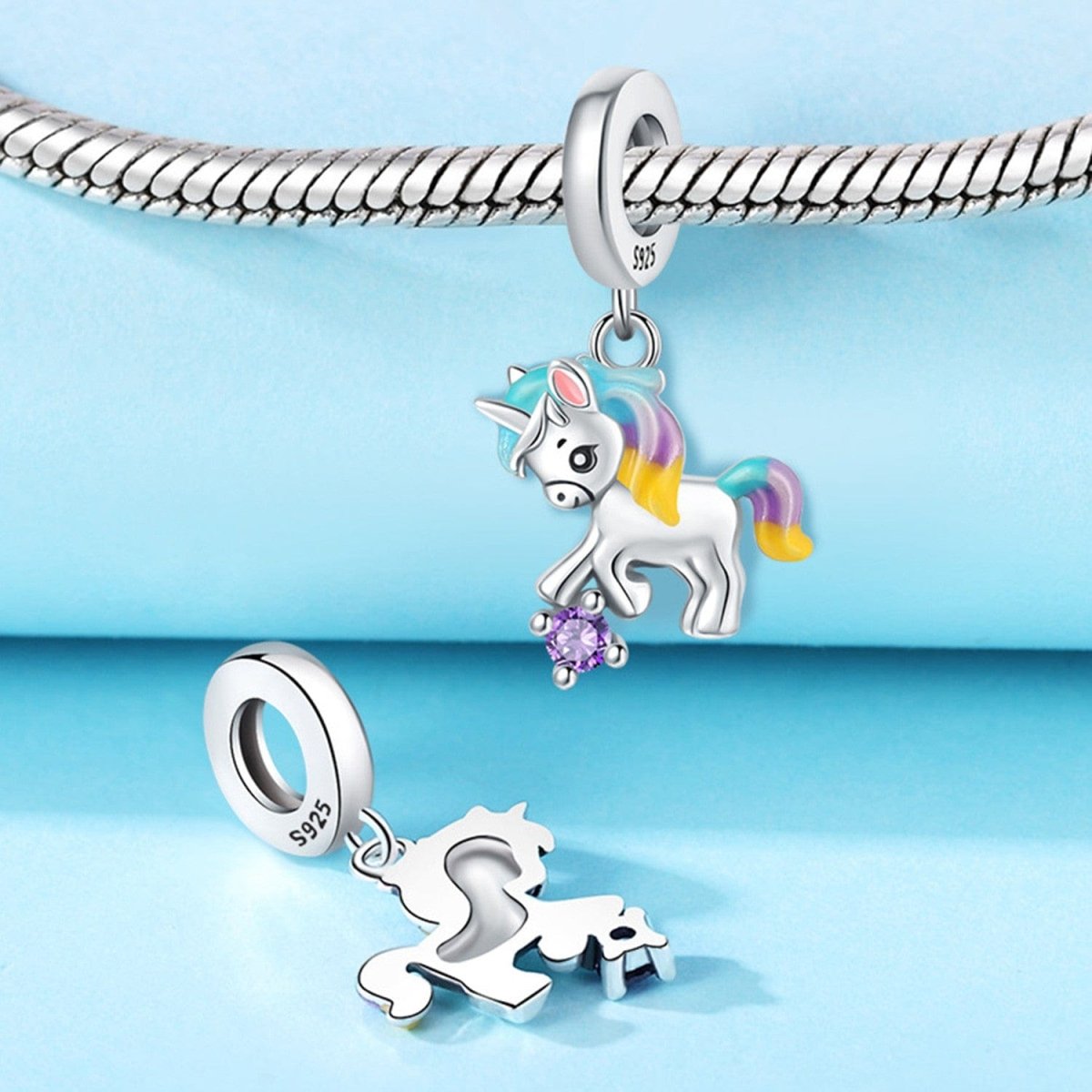 Liora Atelier Unicorn Charm with Pastel Mane and Sparkling Crystal Accent