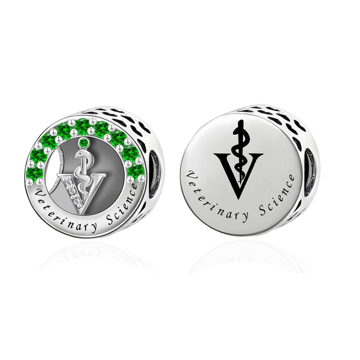 Liora Atelier Veterinary Science Symbol with Green Crystal Charm