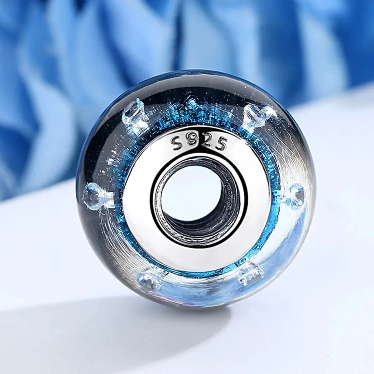 Liora Atelier Wavy Dark Blue Murano Glass Ocean Charm