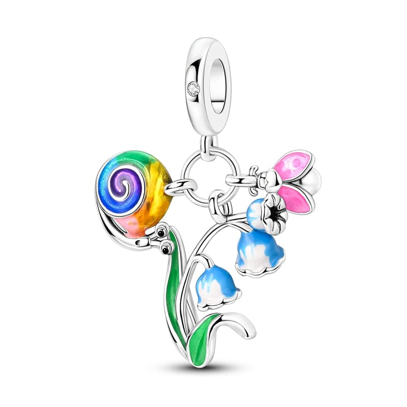 Liora Atelier Whimsical Snail on Flower Bloom Dangle Charm