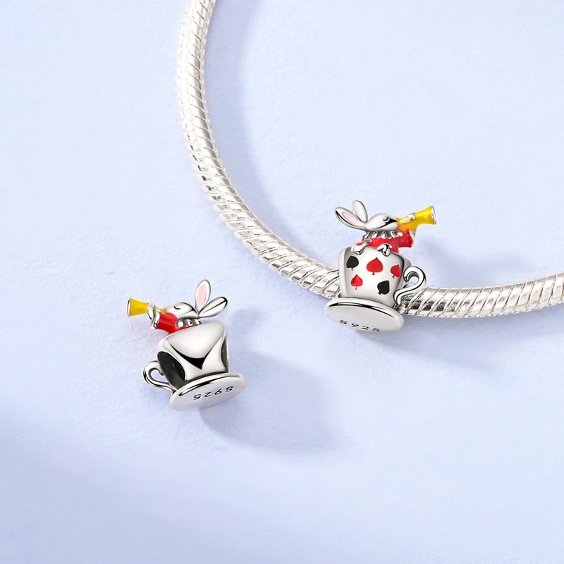Liora Atelier White Rabbit in Teacup Charm