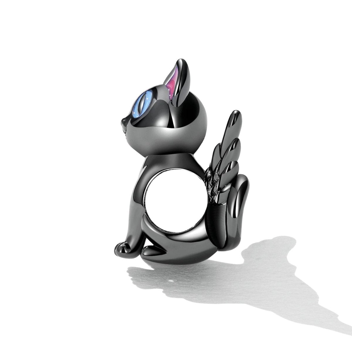 Liora Atelier Winged Black Cat with Colorful Eyes Charm
