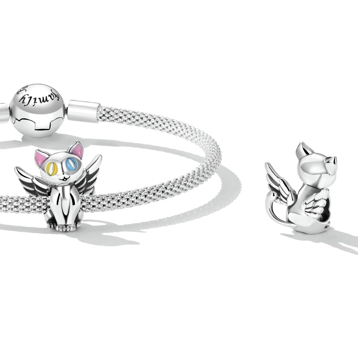 Liora Atelier Winged Cat with Colorful Eyes Charm