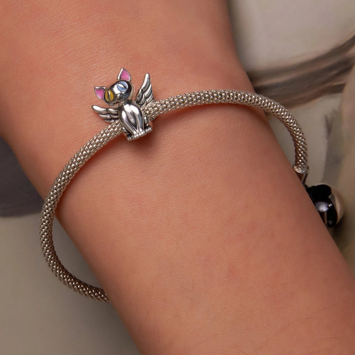 Liora Atelier Winged Cat with Colorful Eyes Charm