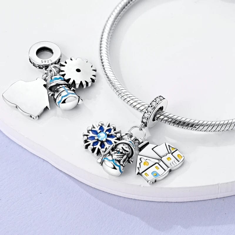 Liora Atelier Winter Wonderland Charm Trio – Snowflake, Snowman & Cozy House