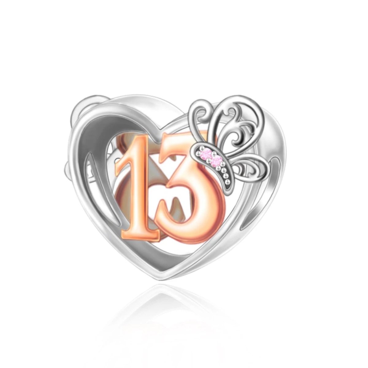 Liora Atelier 13th Birthday Butterfly Heart Charm