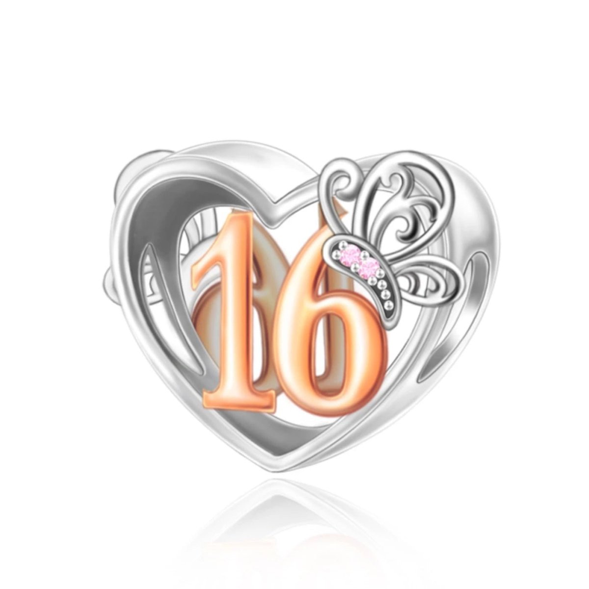 Liora Atelier 16th Birthday Butterfly Heart Charm