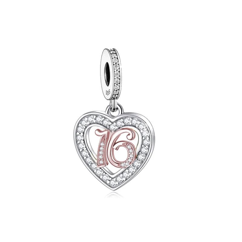 Liora Atelier 16th Birthday Rose Gold Heart Dangle Charm