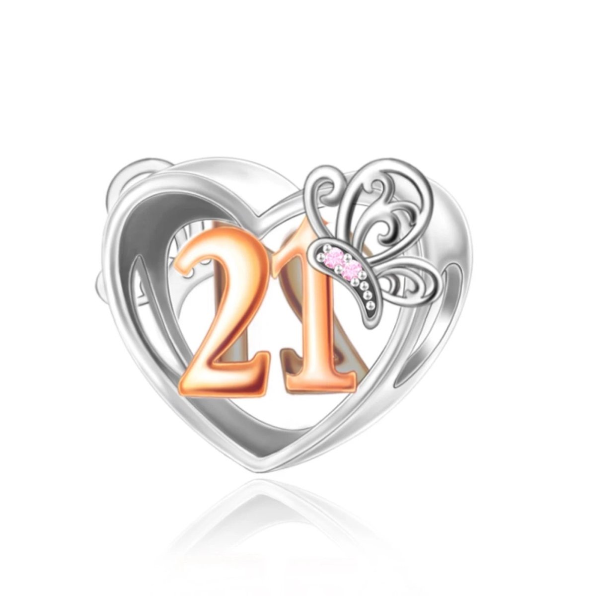 Liora Atelier 21st Birthday Butterfly Heart Charm