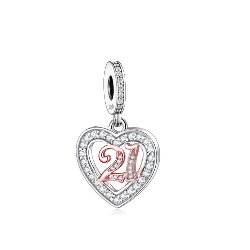 Liora Atelier 21st Birthday Rose Gold Heart Dangle Charm